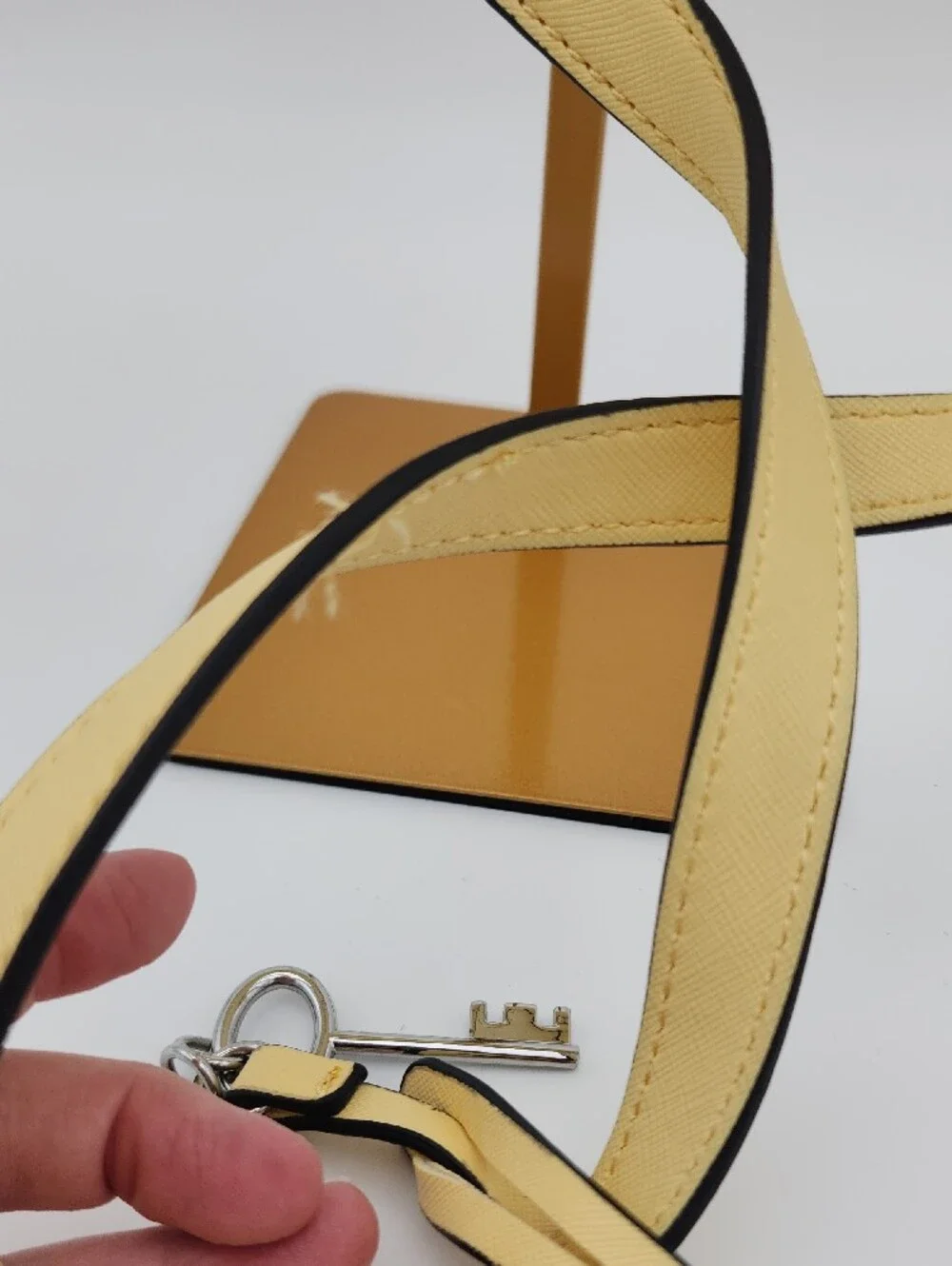 GUESS Yellow Structured Saffiano Satchel with Detachable Strap